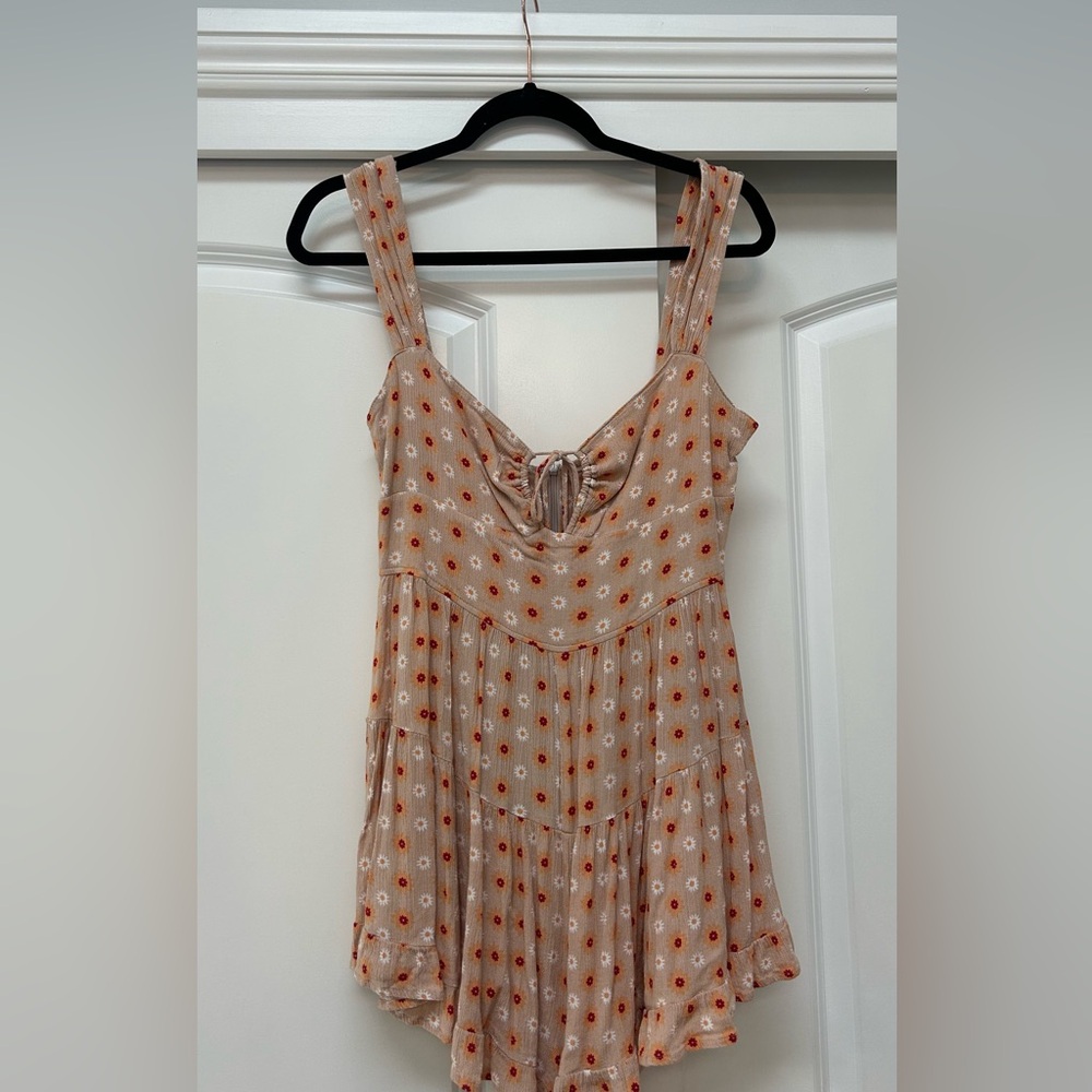 Cotton Candy LA Floral Romper with Orange and White Flowers